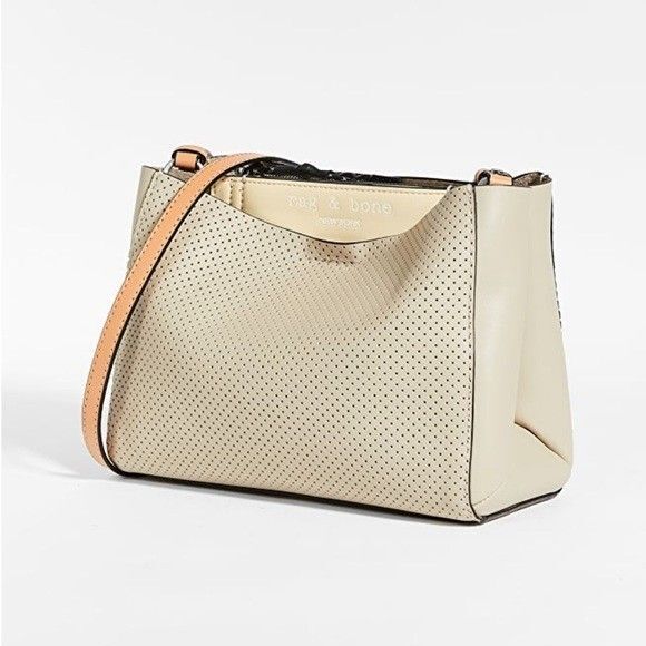 Rag & Bone Light Sand Perforated Passenger Crossbody Leather Bag - Picture 1 of 12